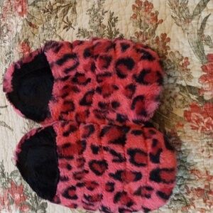 So Hot pink animal print furry slippers. Size L 9/10. Like new!
